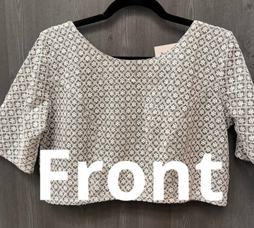 Grey Blouse with white thread work