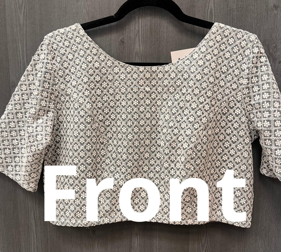 Grey Blouse with white thread work