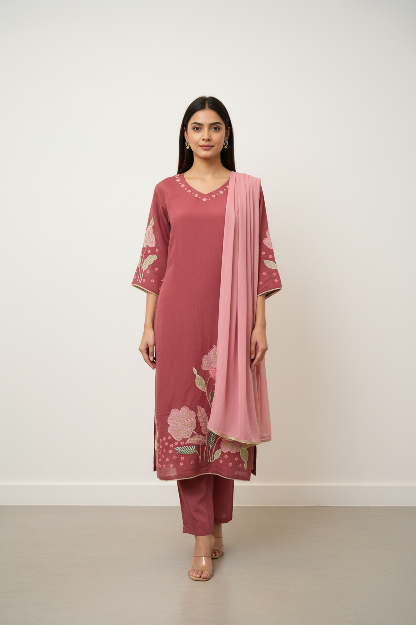 Onion Pink Color- Kurti set