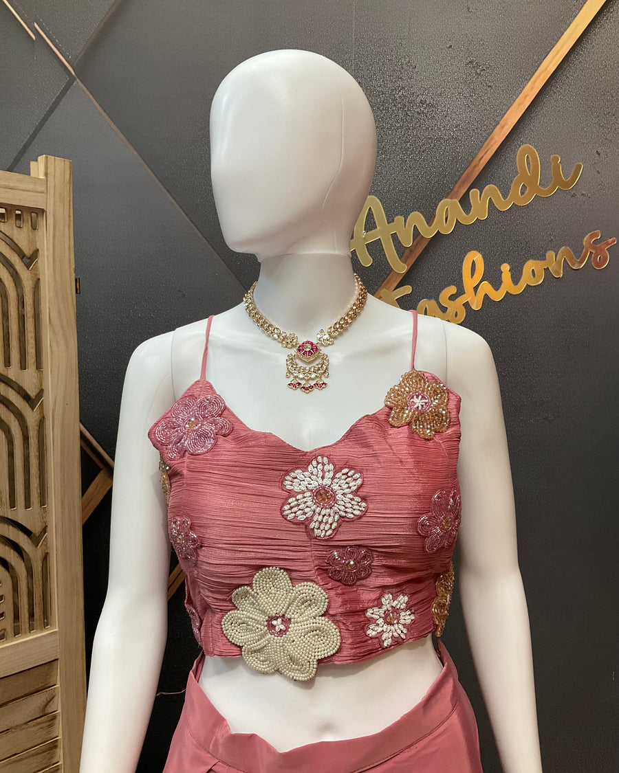 Onion Pink Ready to wear Saree