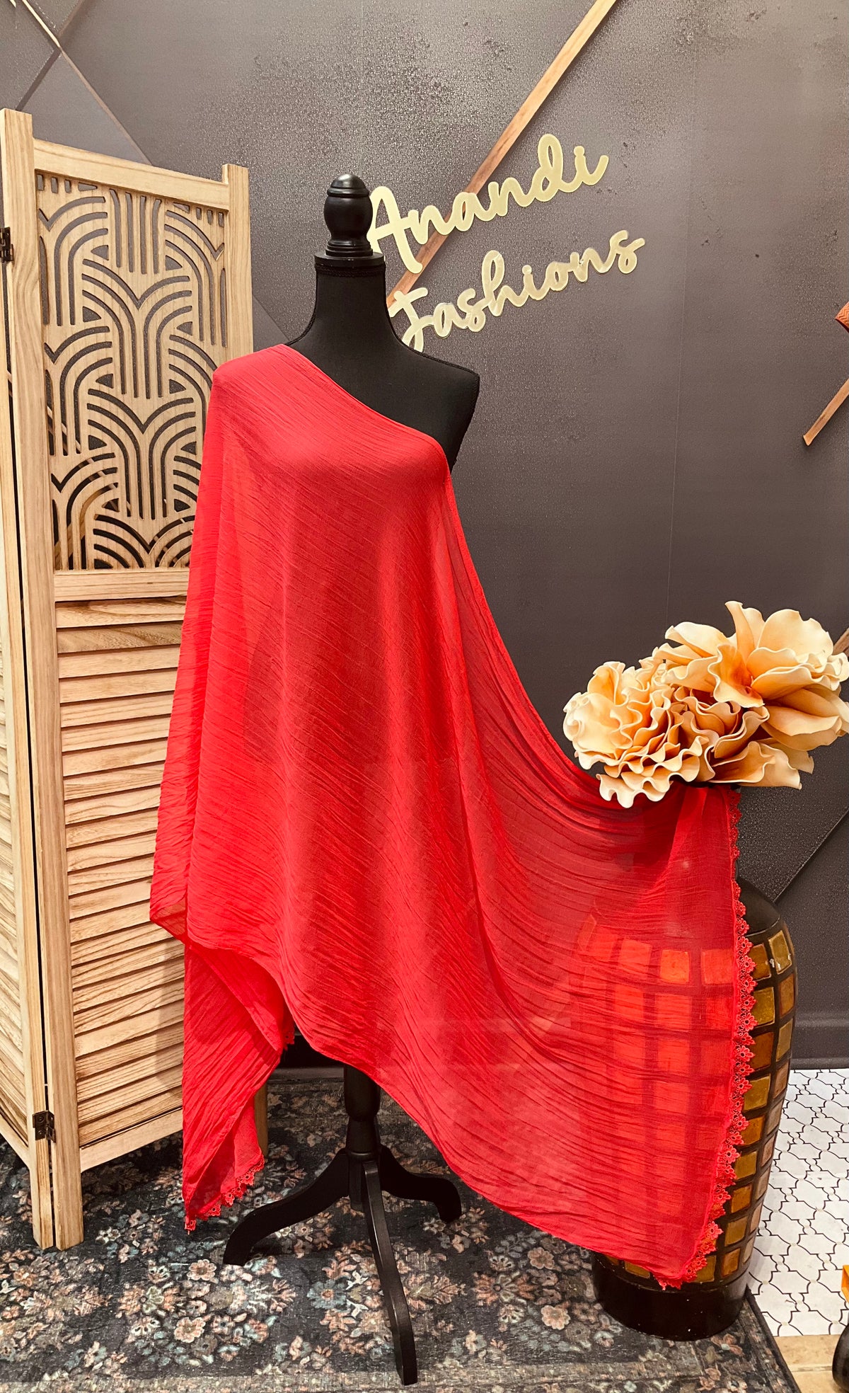 Peach chiffon dupatta