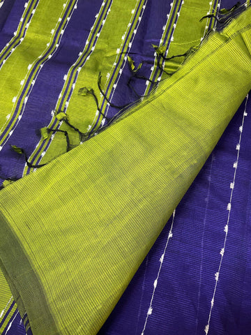 Colorful Mangalagiri Silk Saree with Contrast Blouse