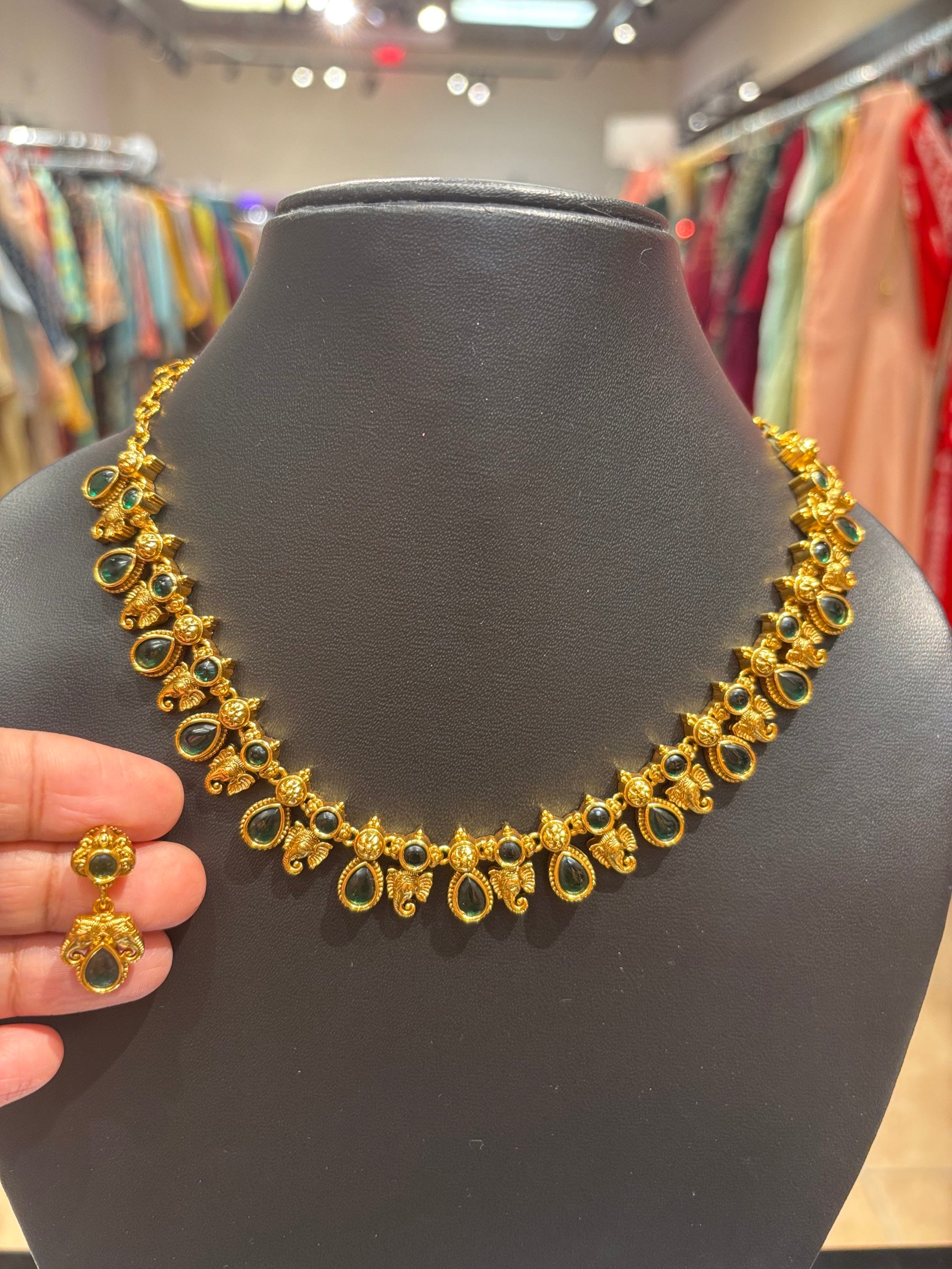 Mattfinish Necklace set with Elephant Design  image 1