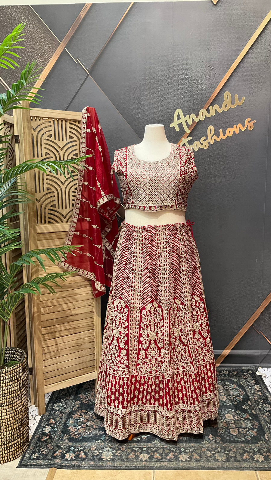 Plus Size Red Heavy Work Lehenga sets