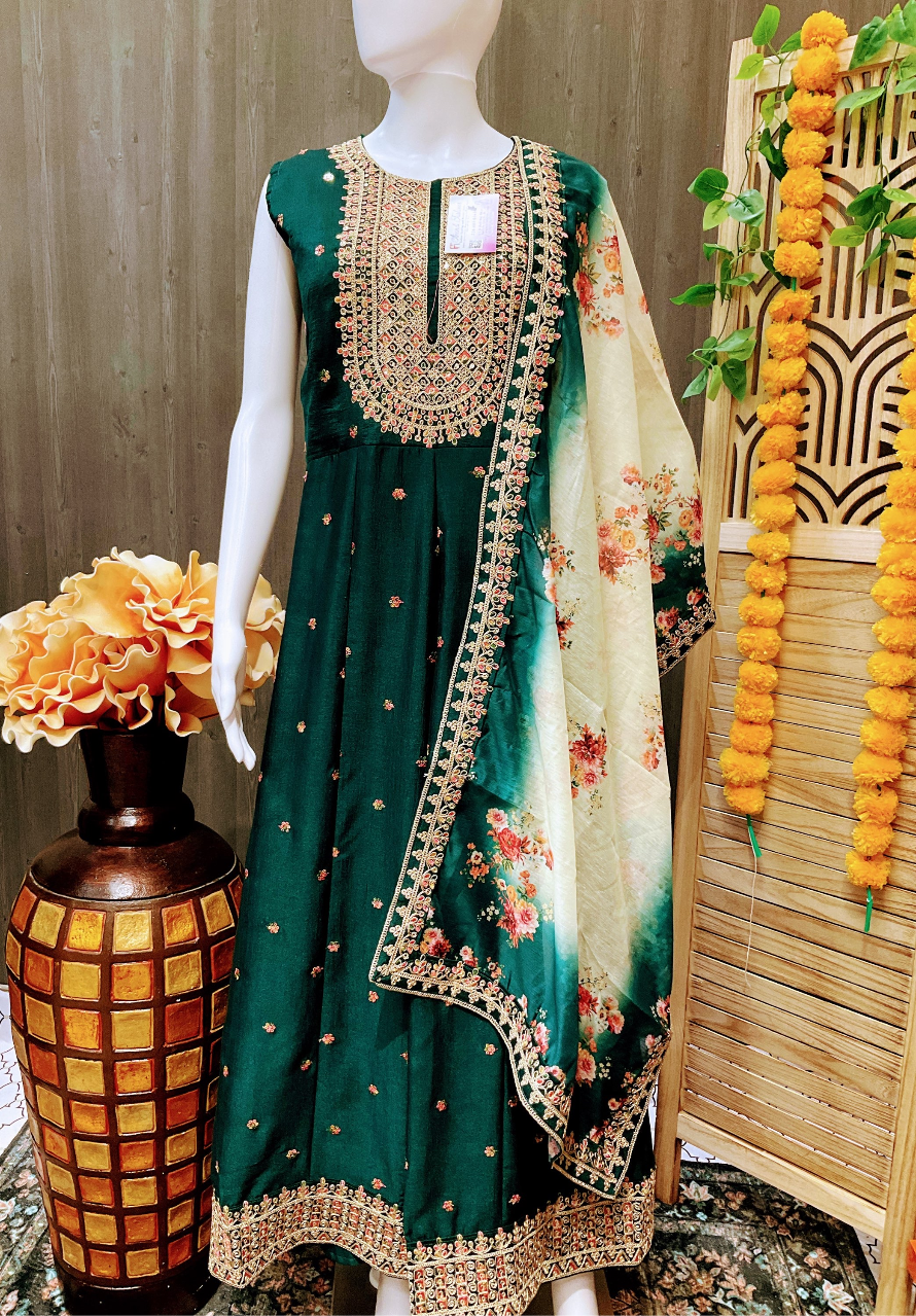 Anarkali Long Dress with floral dupatta image 0