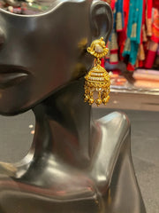 Peacock Design Gold plated Antique Finish Jhumkas/Earrings