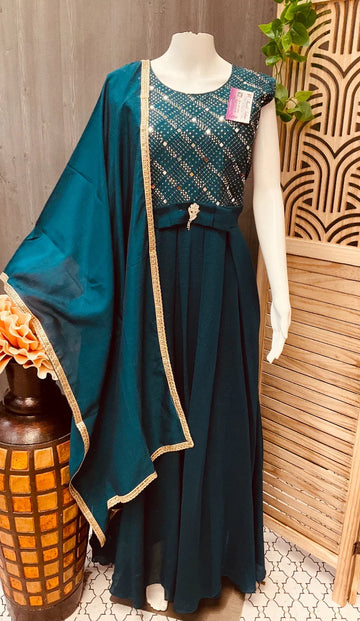Long Party Wear Dress - Elegant Ethnic Gown for Special Occasions