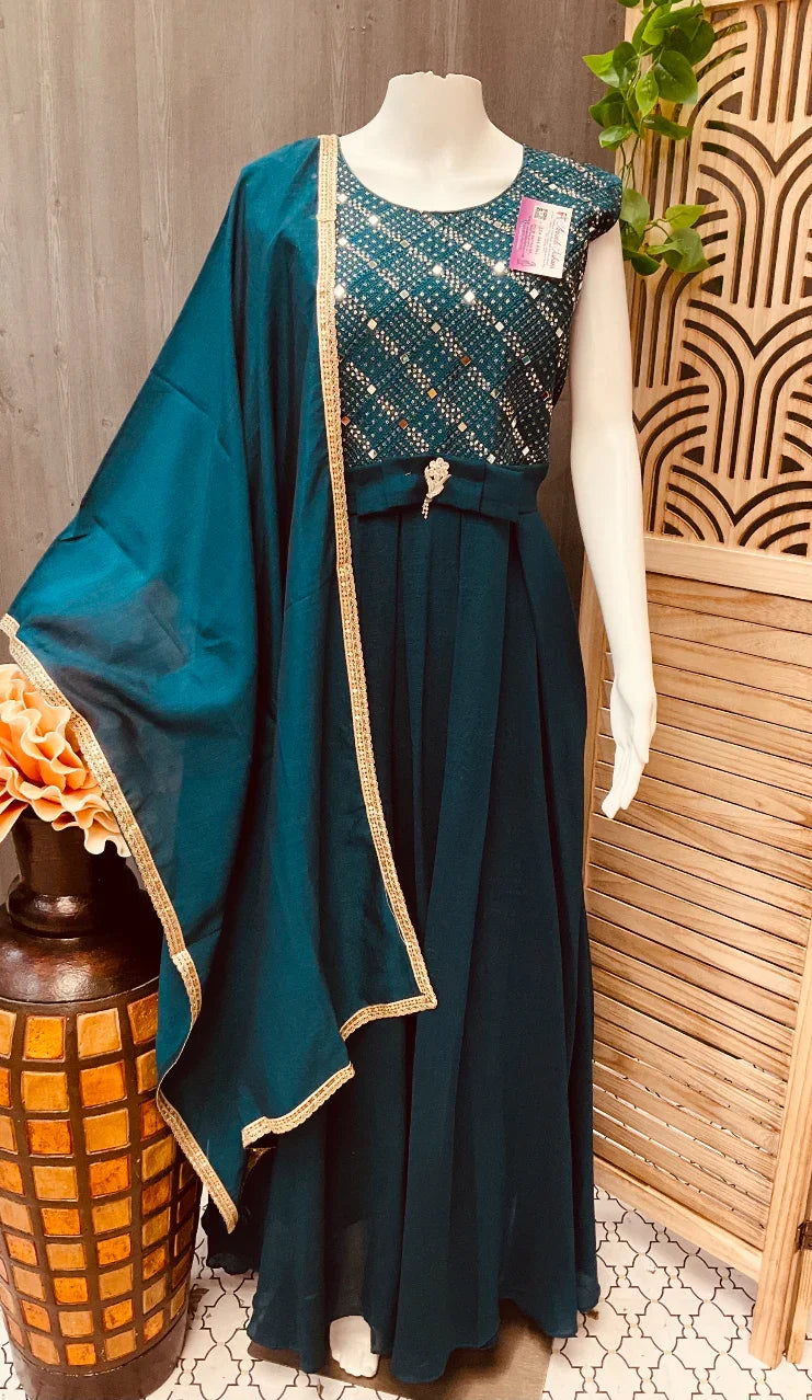 Long Party Wear Dress - Elegant Ethnic Gown for Special Occasions