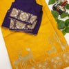 Semi Benarasi Saree with Contrast Stitched Blouse - Premium Quality