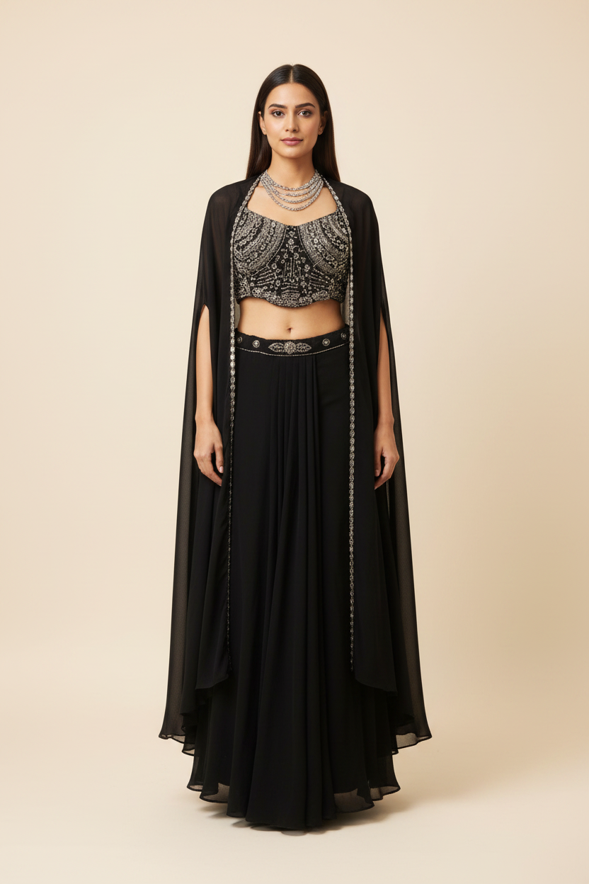 Black ready to wear saree