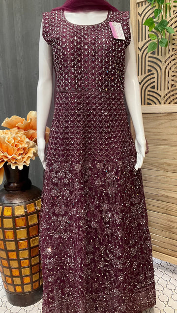 Heavy Party Wear Long Dress Size 42/46 - Designer Ethnic Gown