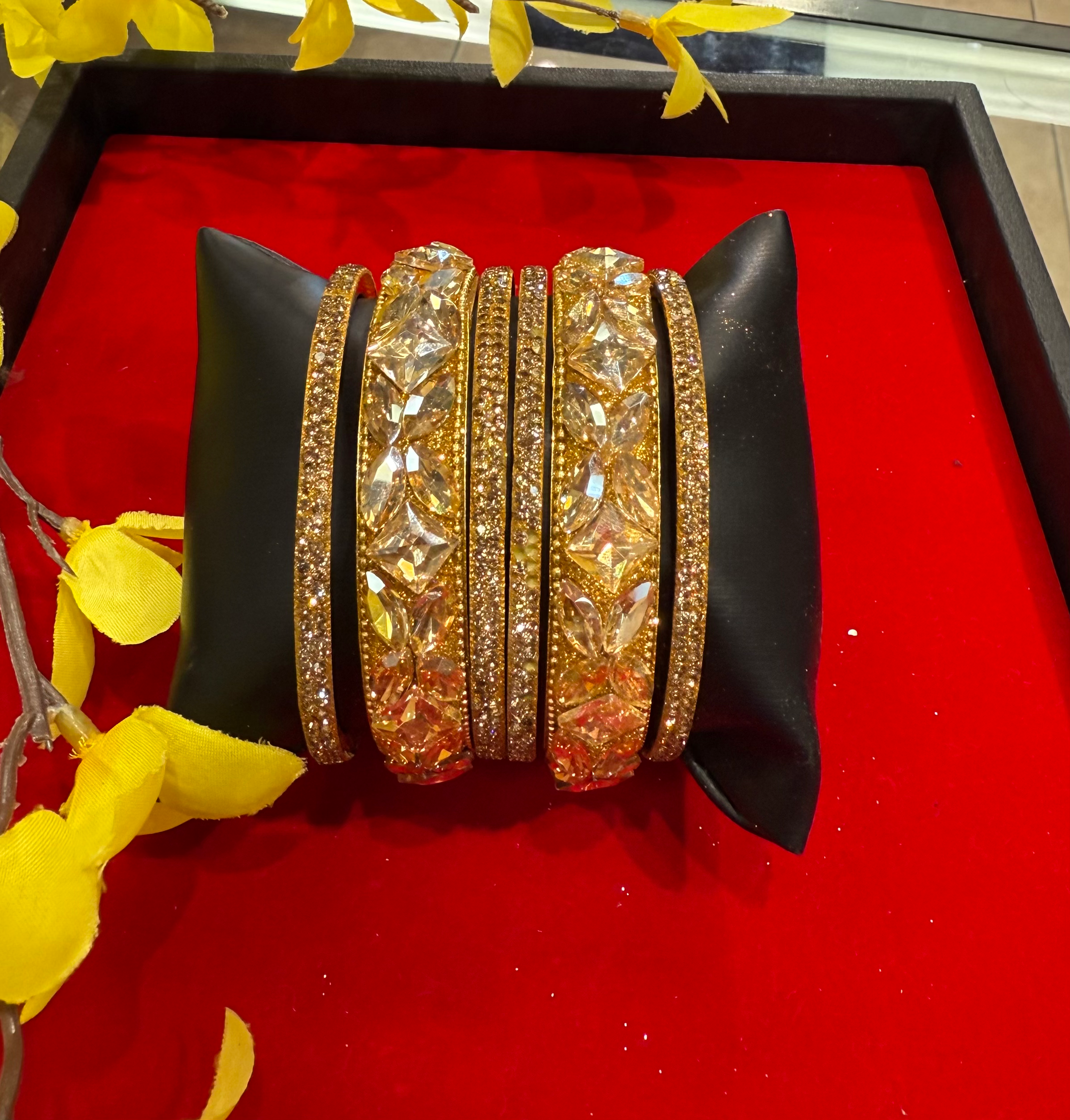 Gold Stone Bangles - set of 6 image 1