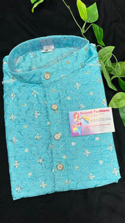 Mens Kurta - Kashmiri Silk Sequin Embroidery Work Men's Kurta