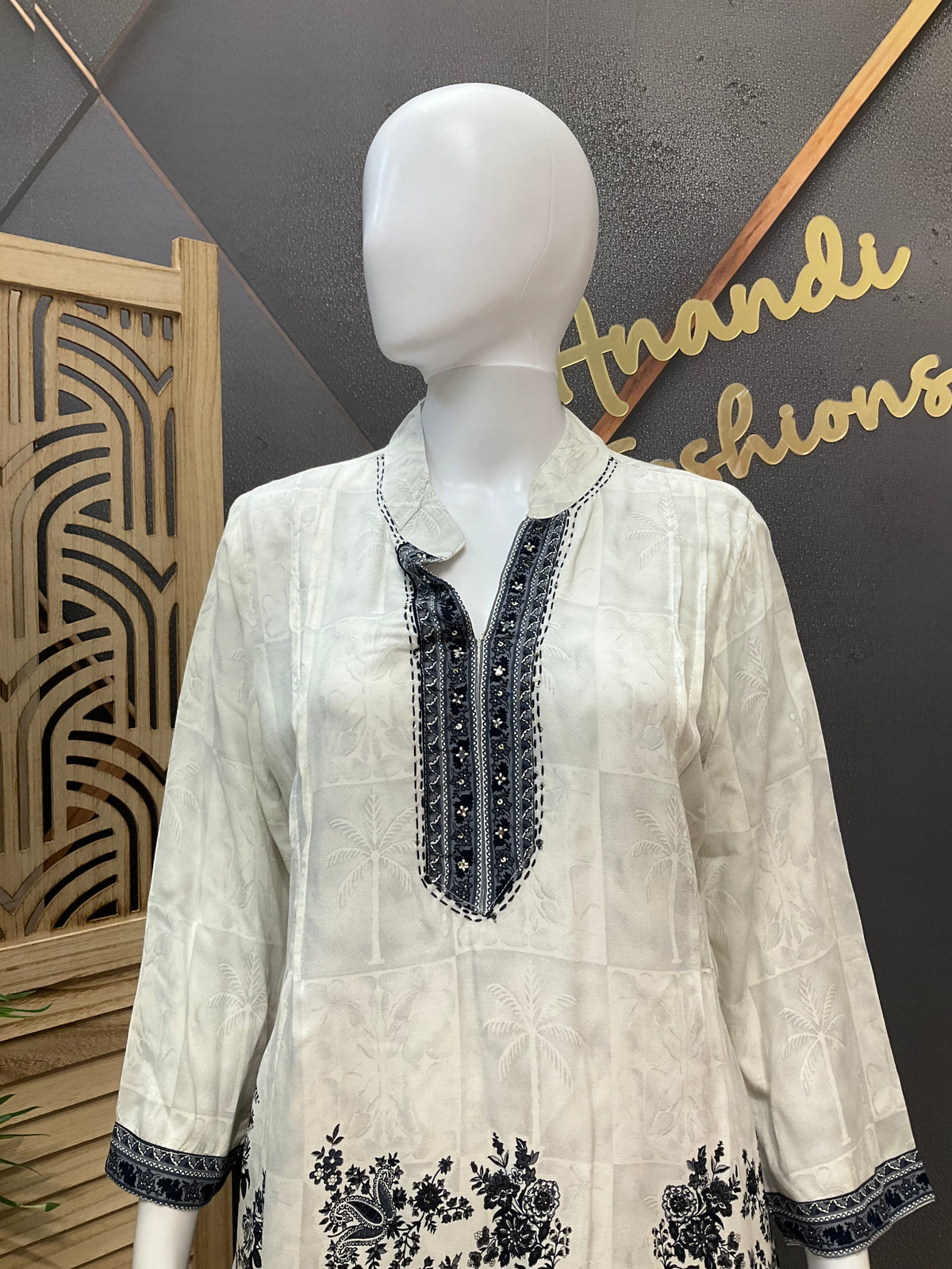 Half White - Rayon Short Kurti
