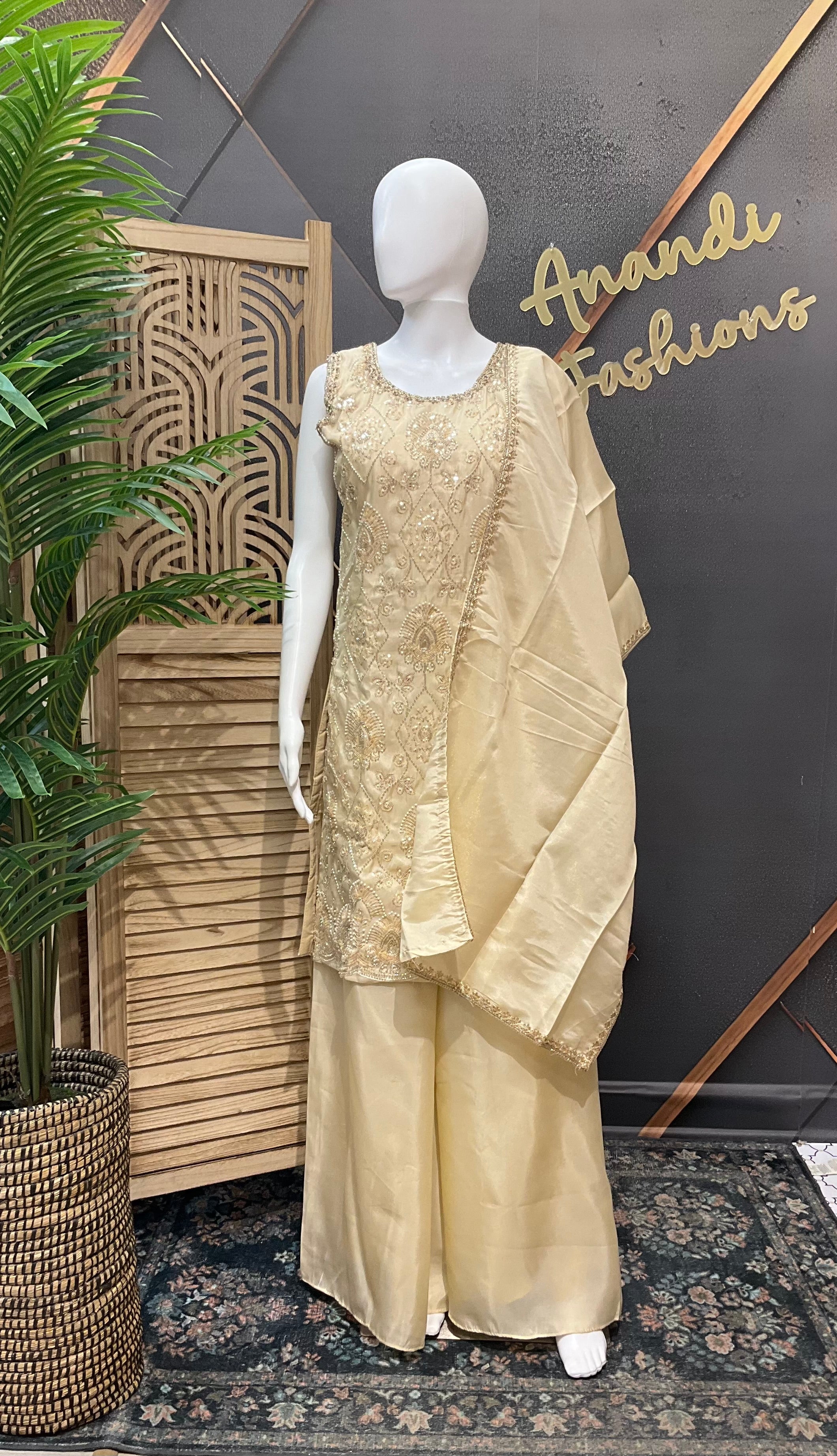 Half White Party Wear Palazzo/Sharara set