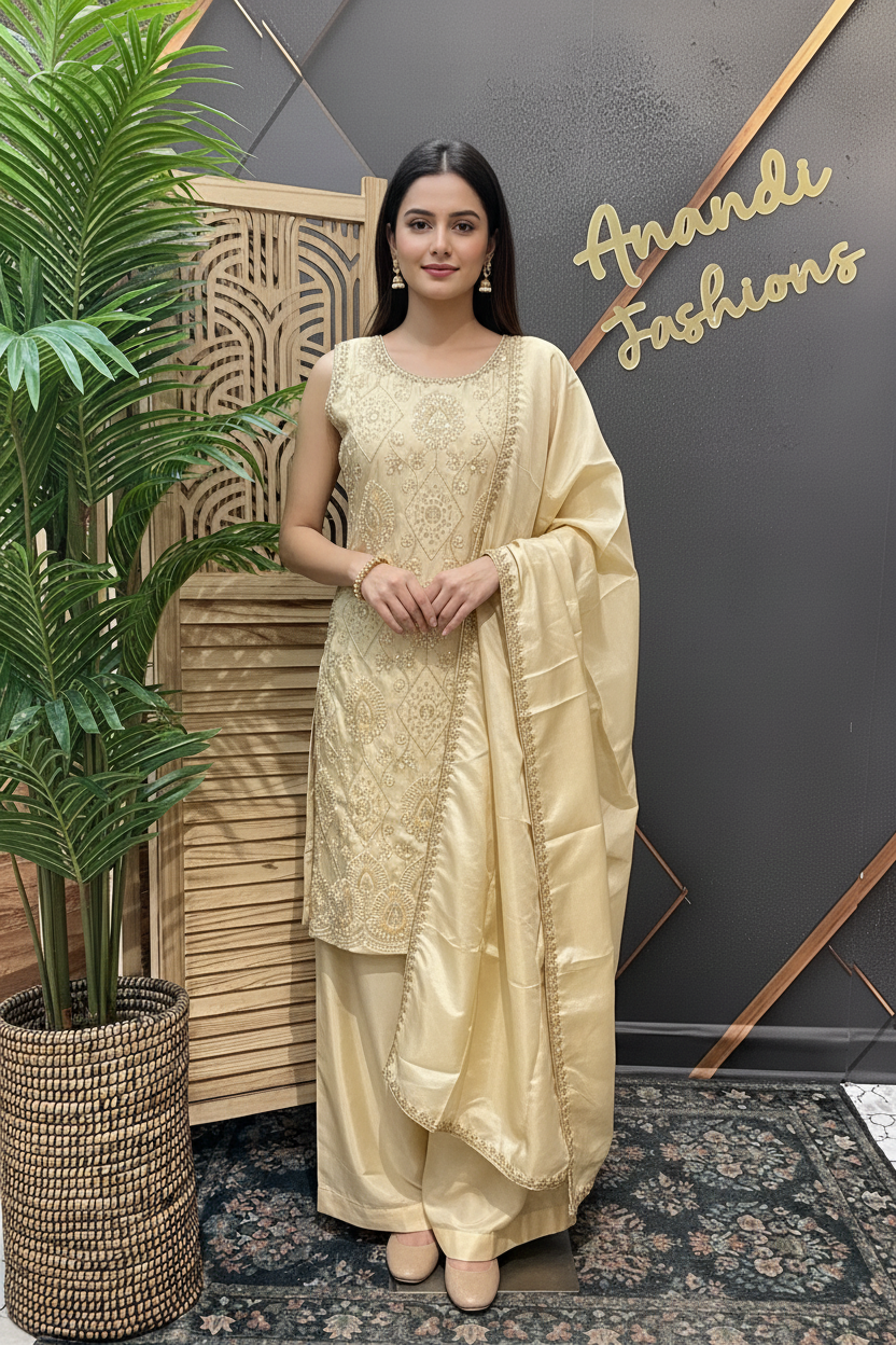 Half White Party Wear Palazzo/Sharara set