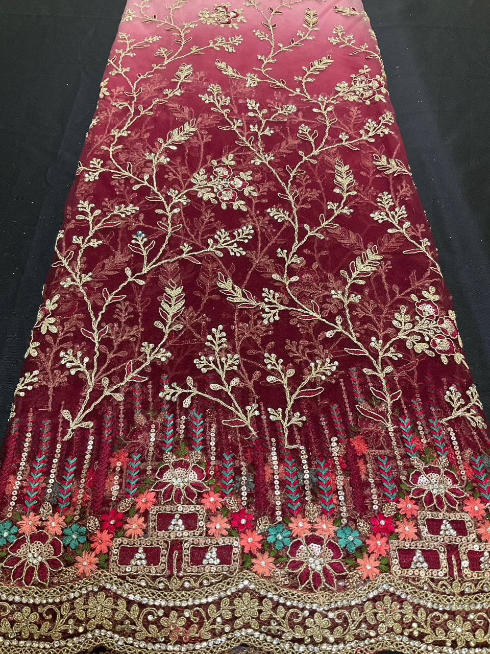 Net Saree - Net heavy party wear saree with shaded image 4