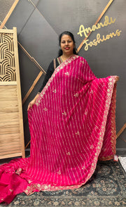 Pink Leheriya Saree