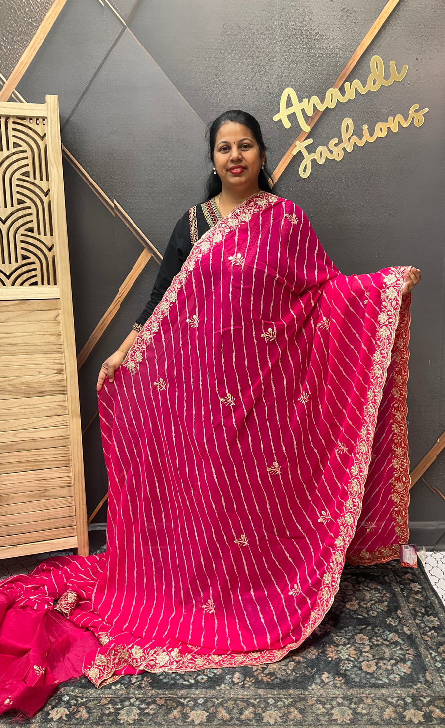 Pink Leheriya Saree