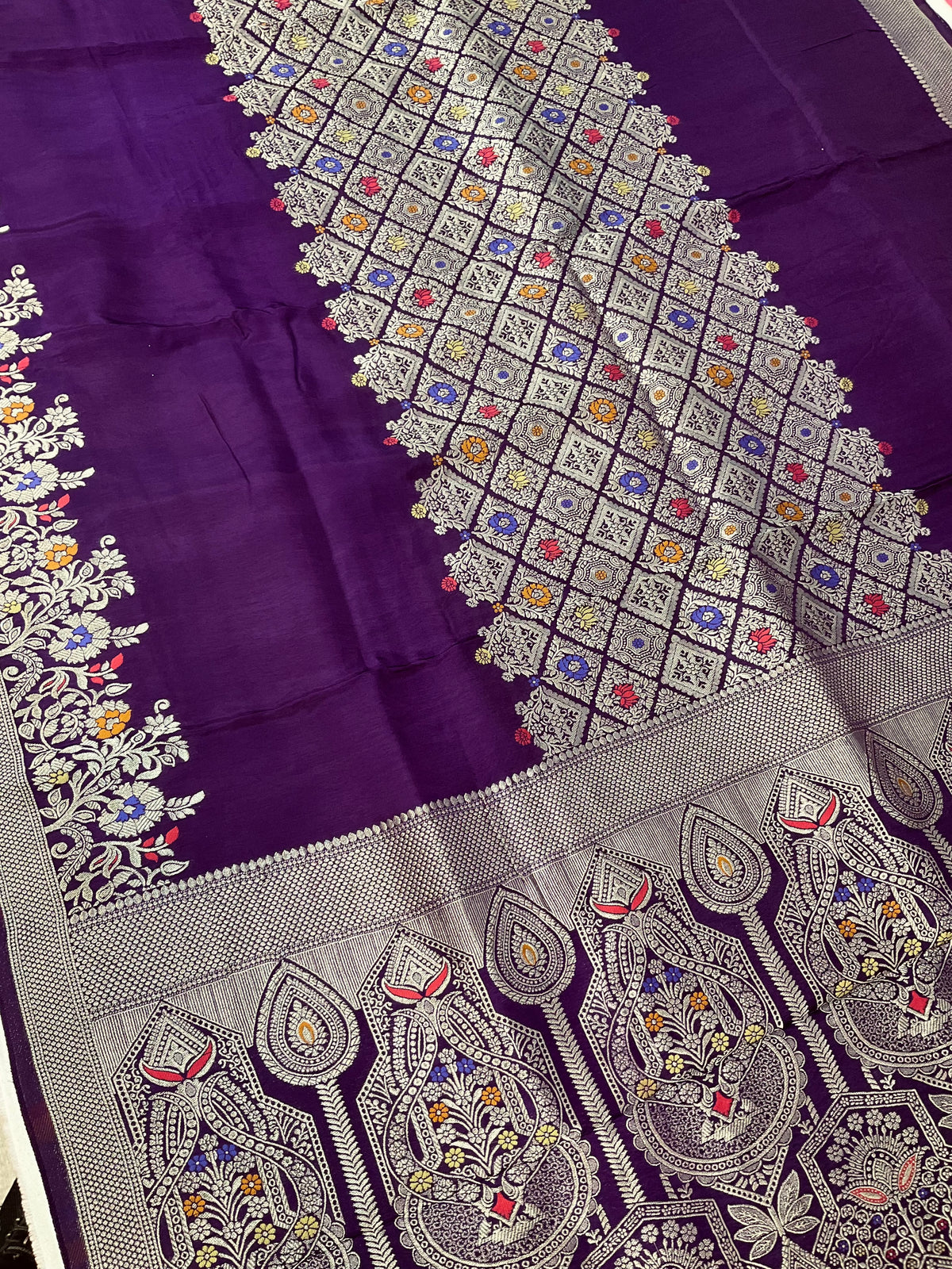 Purple - Lotus Silk Saree