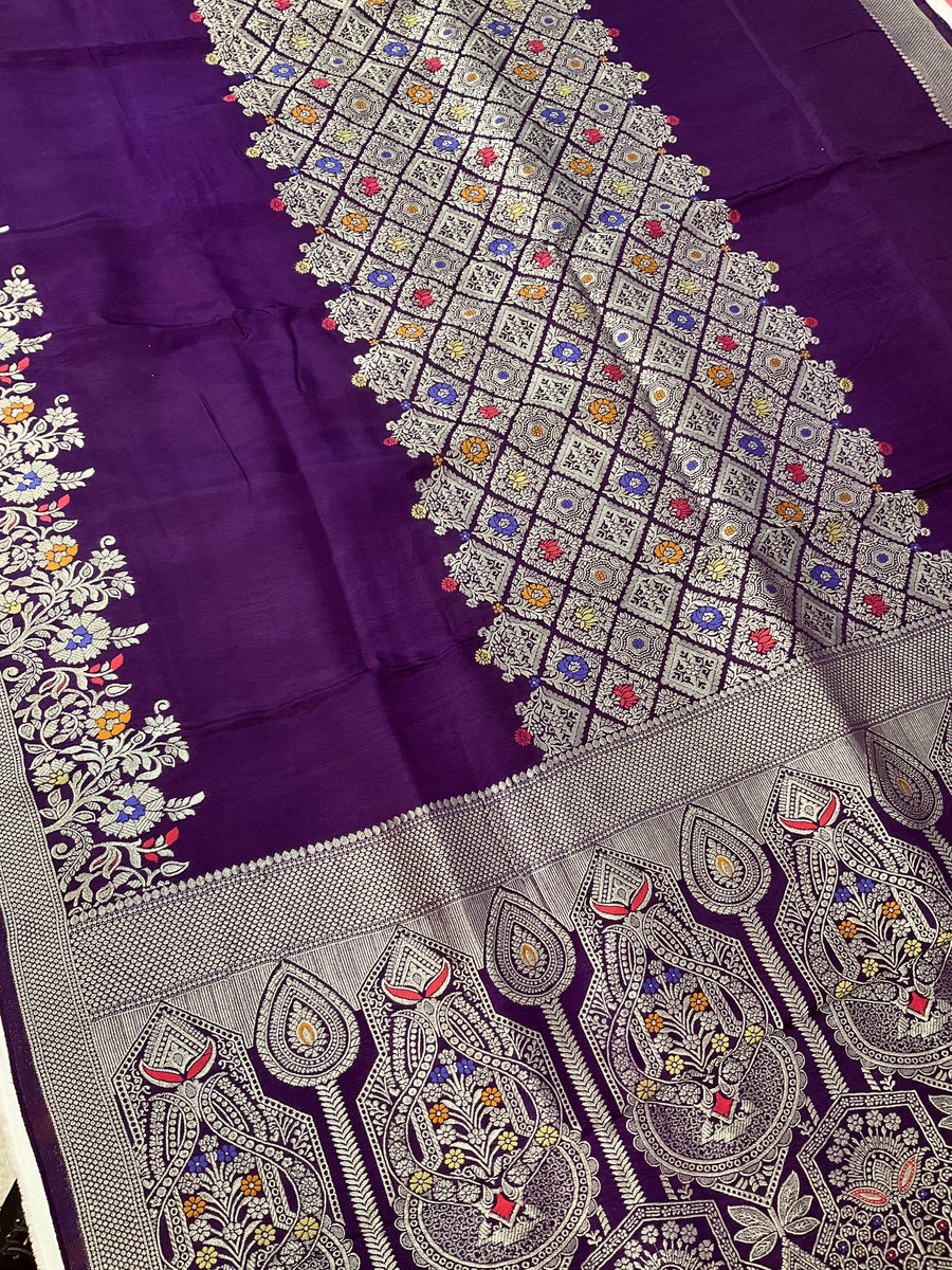 Purple - Lotus Silk Saree