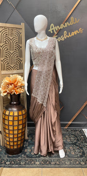 Women’s Honey color Ready-to-Wear Saree