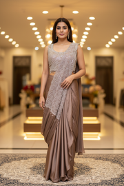 Women’s Honey color Ready-to-Wear Saree