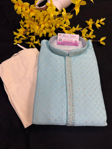Premium Quality Aqua Blue Mens wear Kurta sets