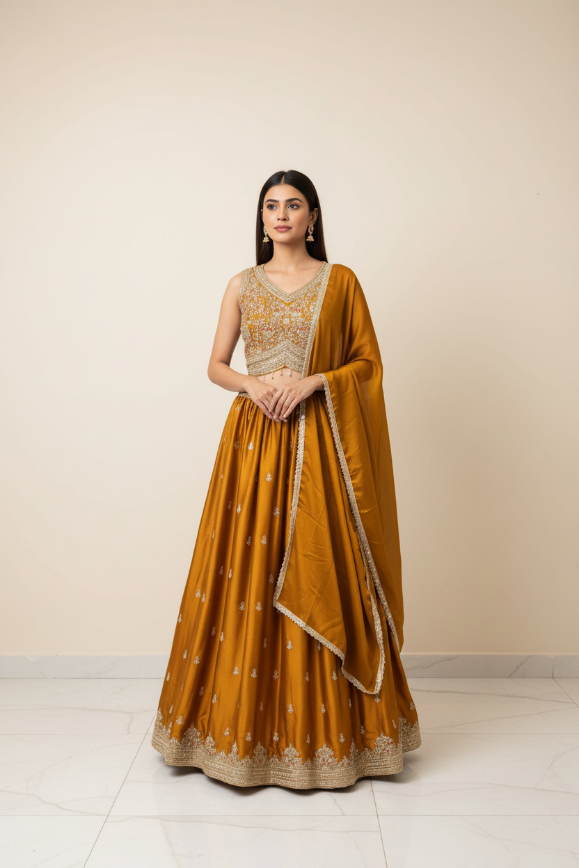 Satin Silk Lehenga Set