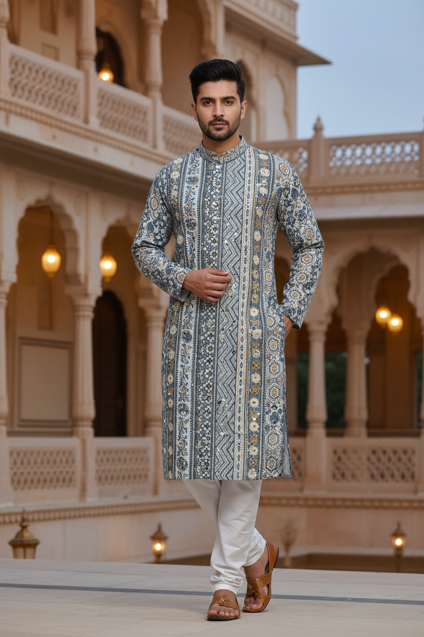 Printed Mens kurta set