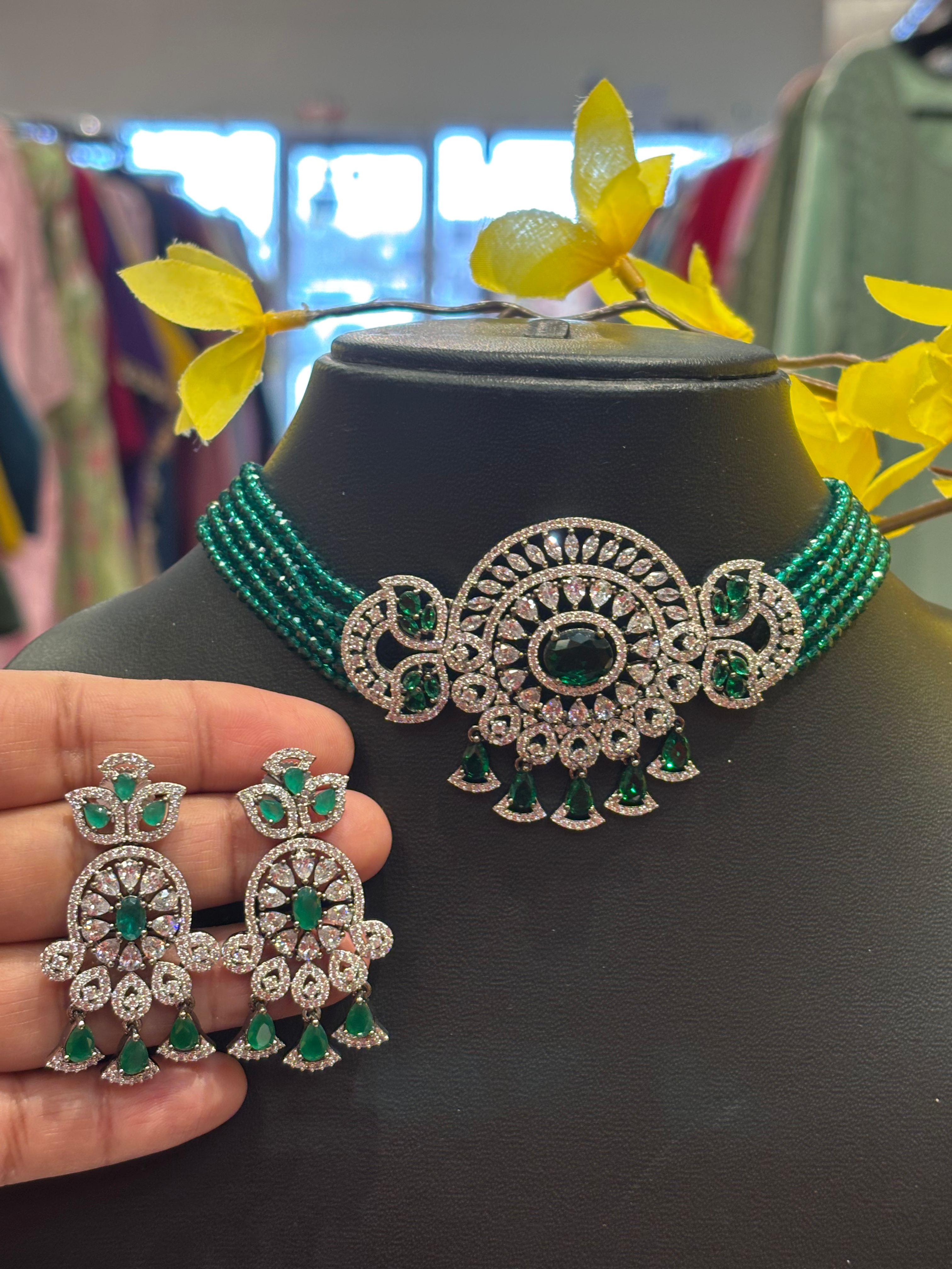 Green - Party Wear Choker Set image 0