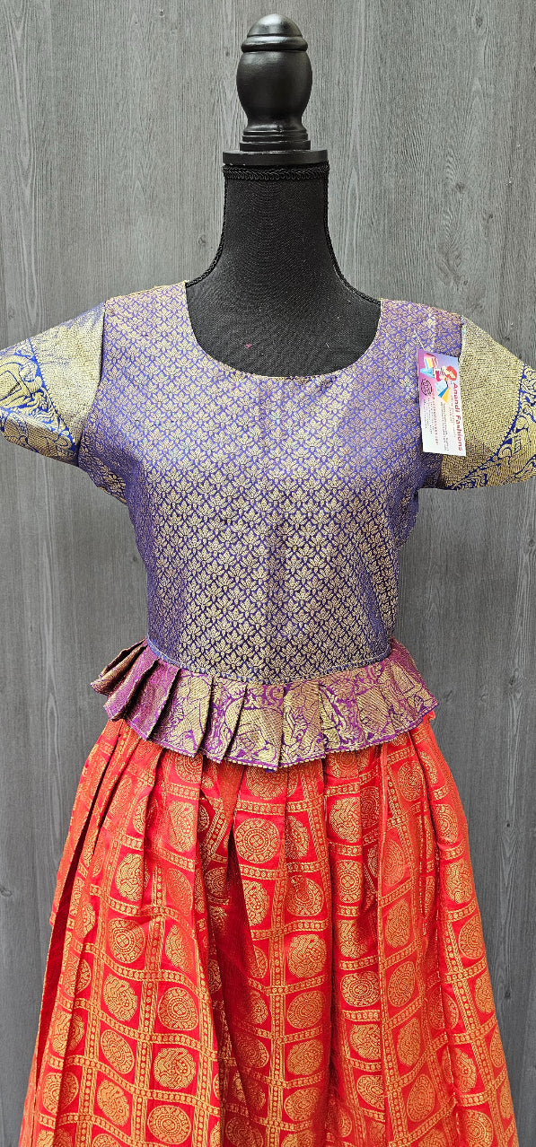 Pattu Pavadai - South Indian Traditional Pattu Langa/Pavadai set- Size 38 image 5