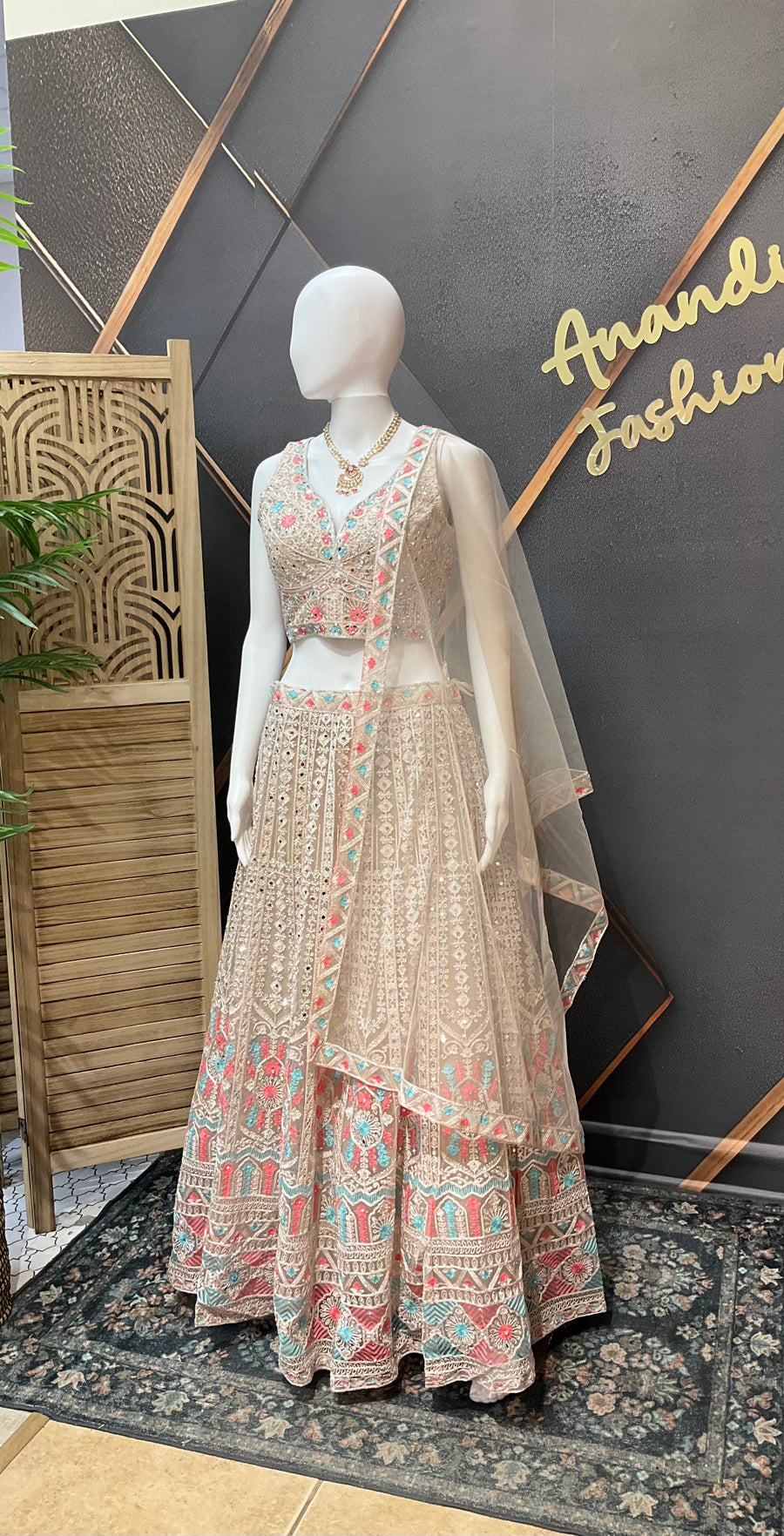 Half White Full Work Lehanga set