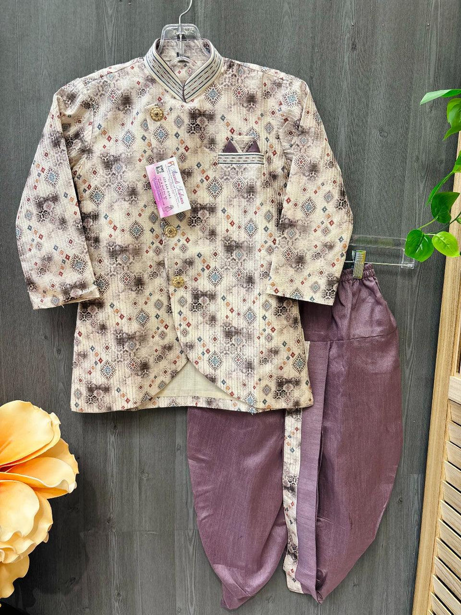 Boys Dhoti Set with Digital Print Size 0 to 5 - Kids Ethnic Wear