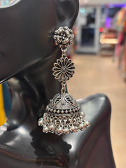 German Silver Jhumkas with Gungharu/small bells