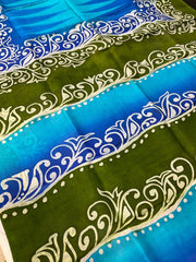 Blue Paper Silk Saree - Lightweight Elegant