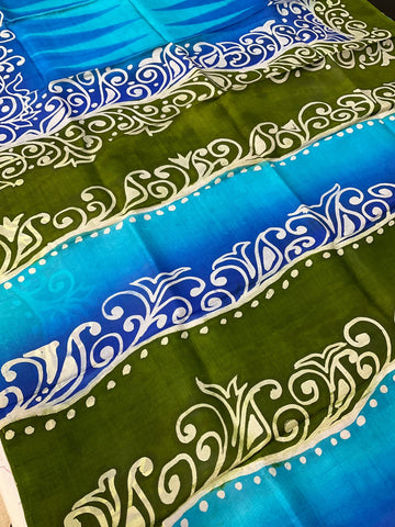 Blue Paper Silk Saree - Lightweight Elegant