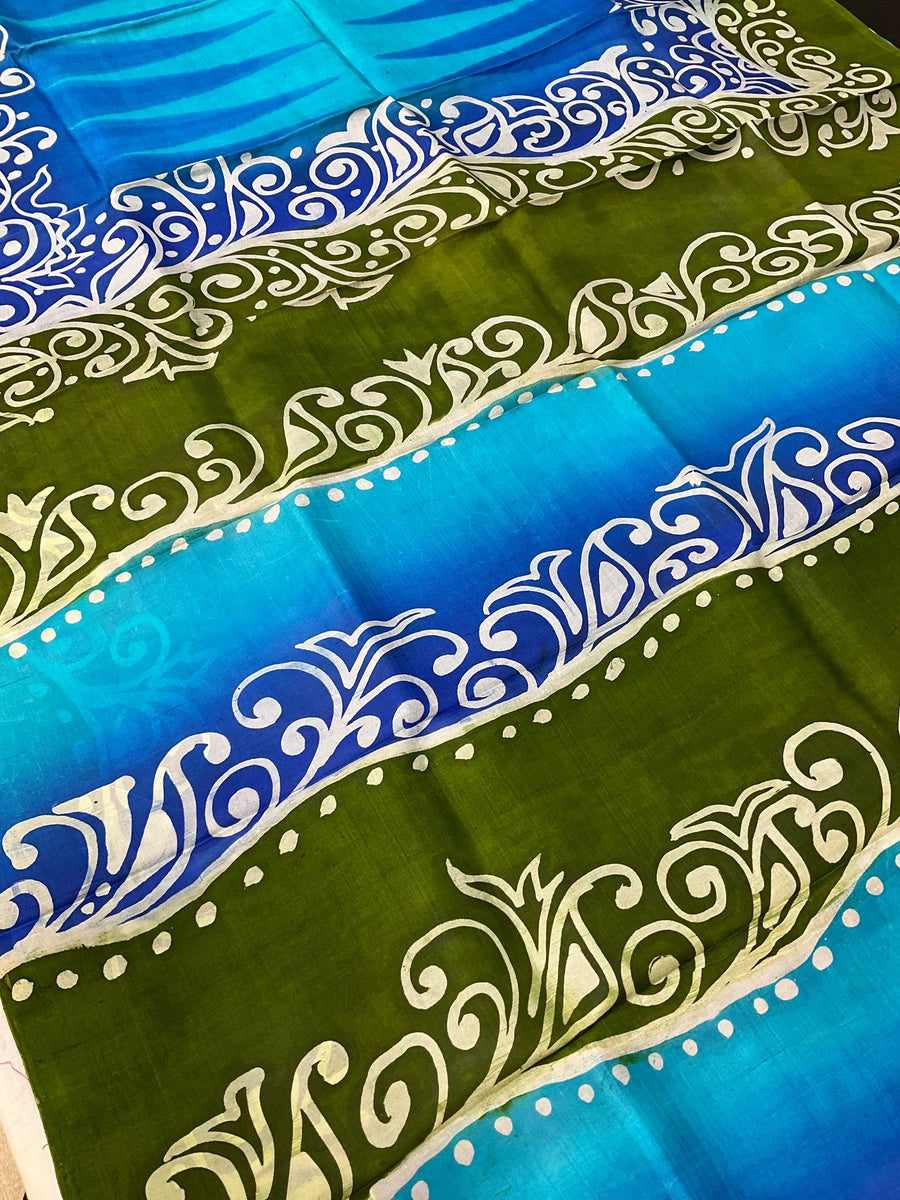 Blue Paper Silk Saree - Lightweight Elegant