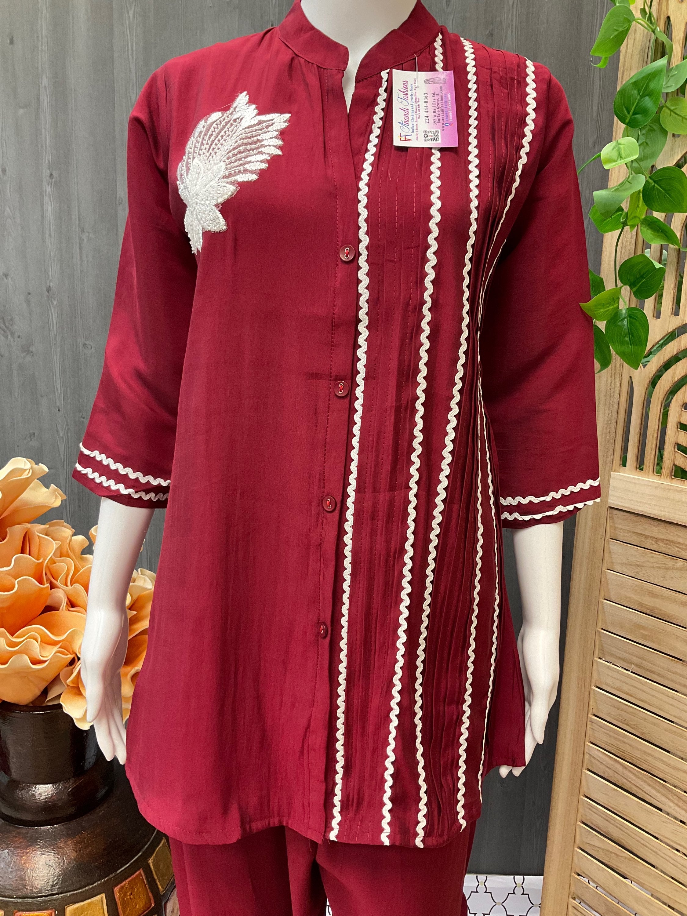Trendy and Fashionable Maroon Co-Ord set Dress image 5