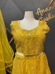 Yellow Plus Size Party Wear Lehanga set