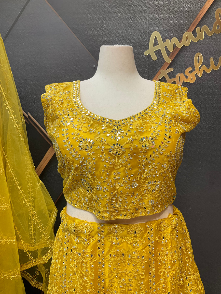 Yellow Plus Size Party Wear Lehanga set