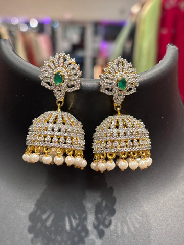 Light Weight-Pretty Party Wear CZ Jhumkas