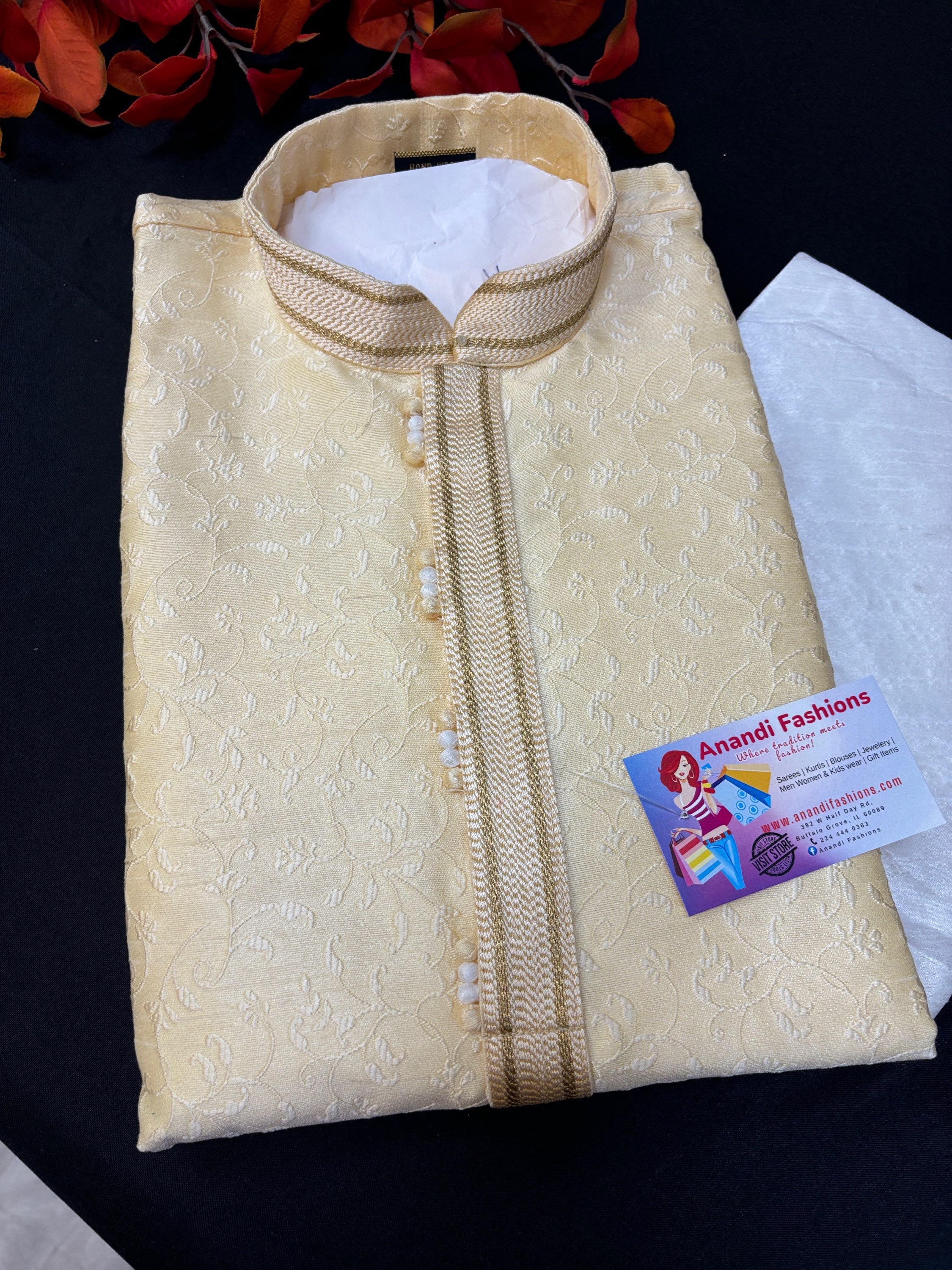 Kurta for Men - Silk Jacquard Kurta Pajama Sets for Men - Size 42/44/46 image 1