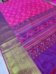 Pink Patola Saree - Lightweight Semi Silk