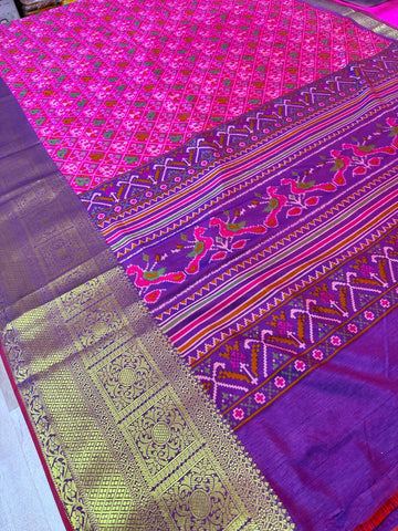 Pink Patola Saree - Lightweight Semi Silk