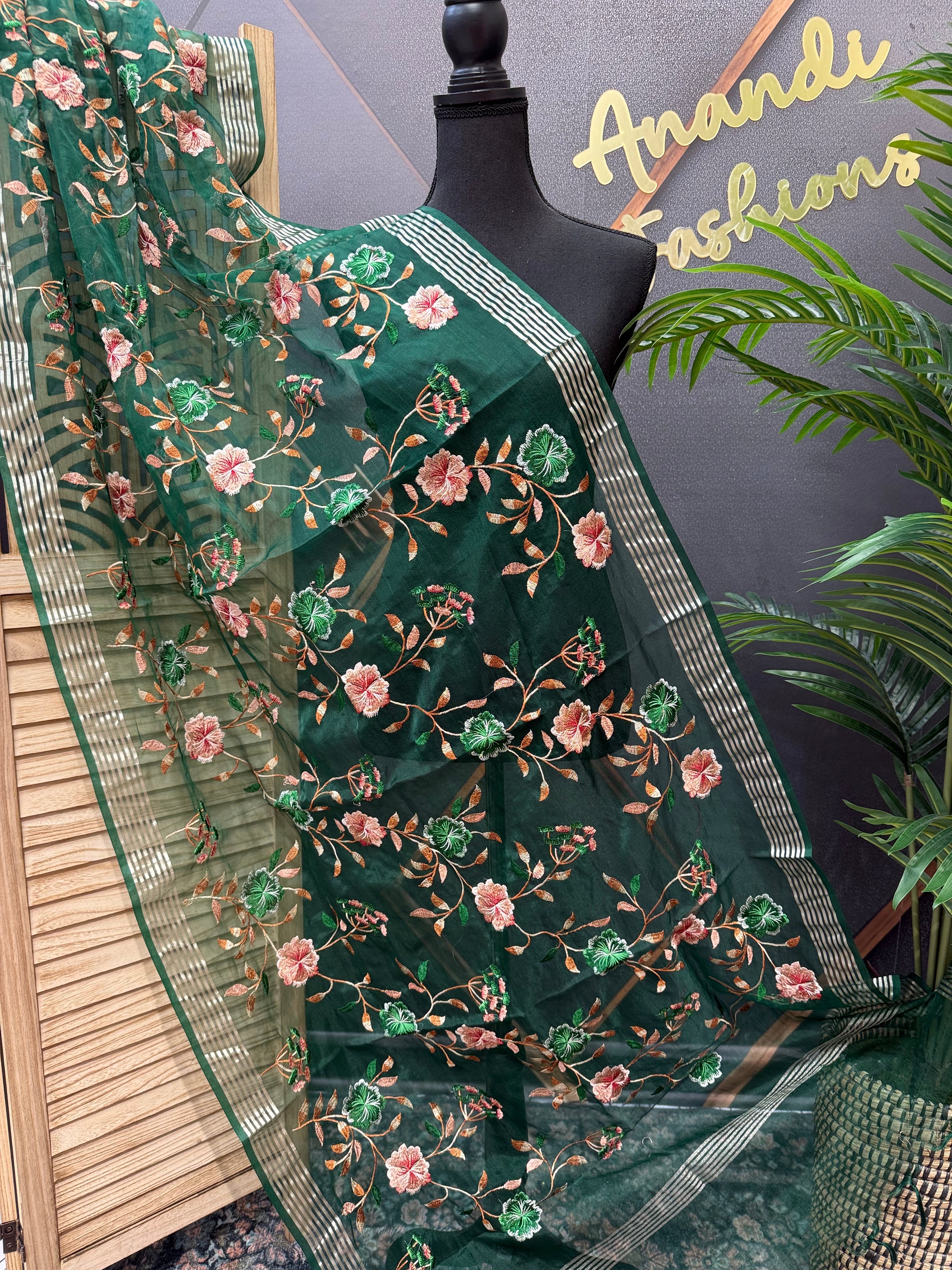 Organza Dupattas with Embroidery