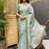 Crape Silk Digital print Floral sarees with stitched blouse