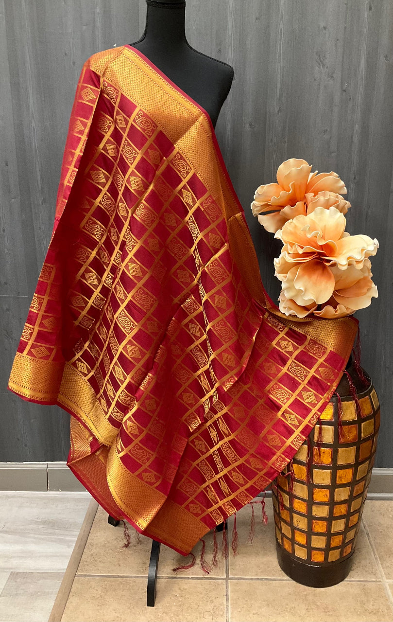 Banarasi Dupatta - Three Vibrant Colors Silk Duppattas image 0