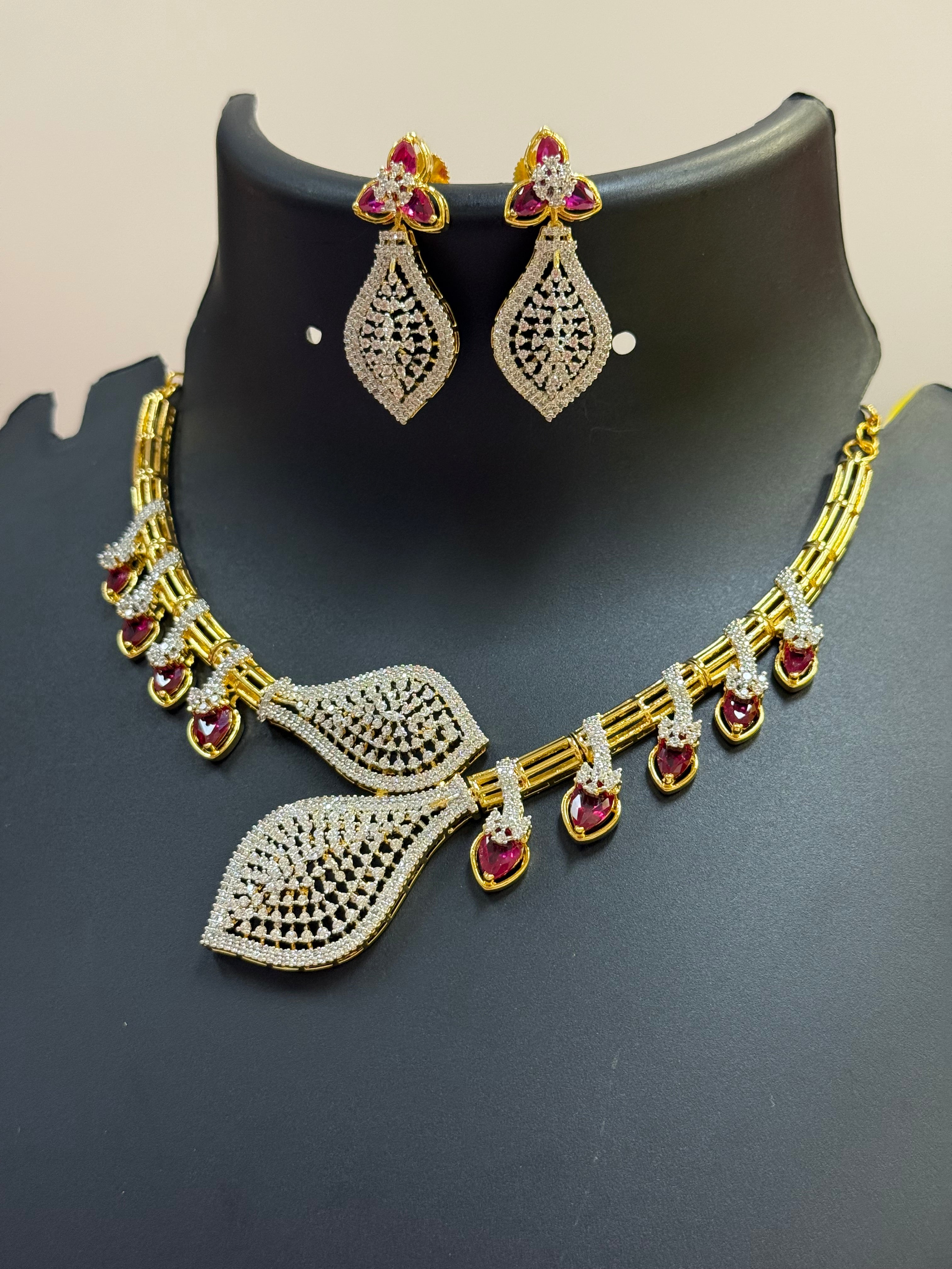 Unique Design CZ Party Wear Necklace set