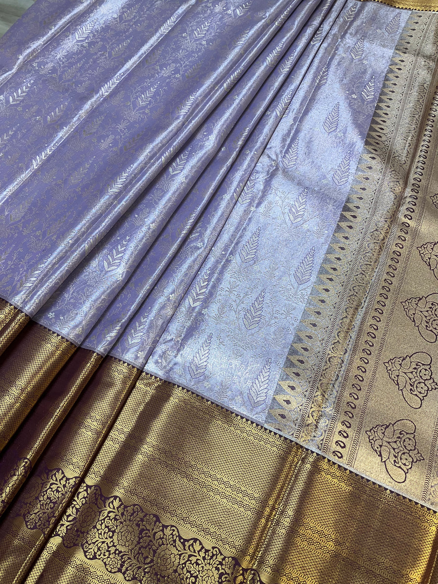 Semi Silk Kanjeevaram Allover Design Lavender Saree